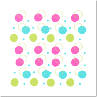 Pink blue Yellow green circle pattern Posters and Art